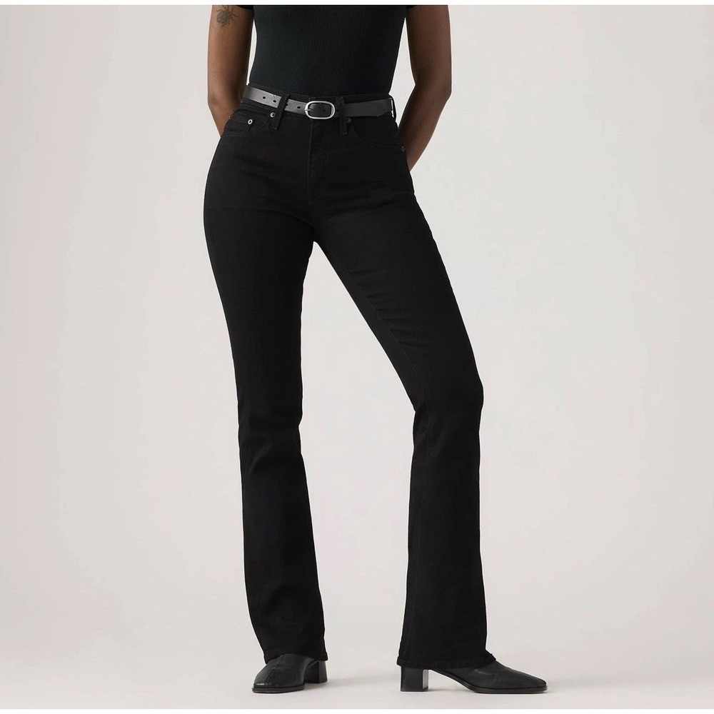 Levi's Premium 725 High Rise Bootcut Black Denim Jeans Womens 30 30x30